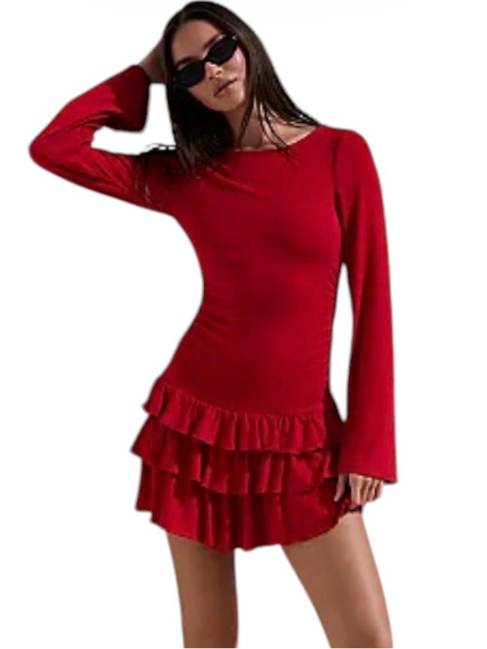 FREE PEOPLE Free-est Good Feels Red Ruffle Mini Dress Size Small